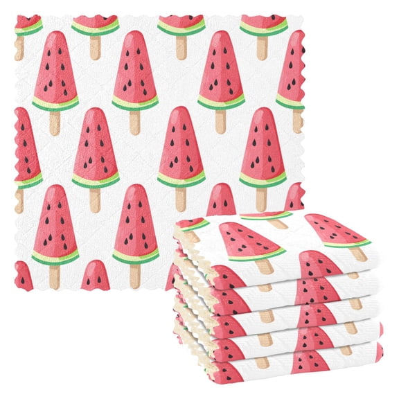 Watermelon Ice Sucker Dish Cloths Dish Towels Cleaning Cloths Quick Drying Reusable 11" x 11" Set of 6