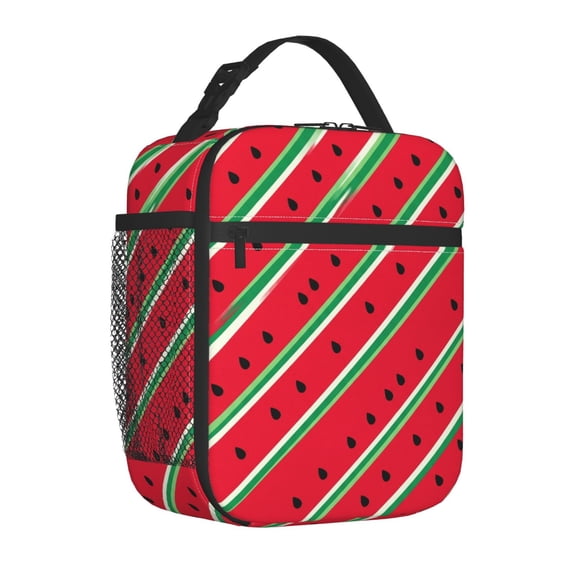 Watermelon Insulated Lunch Bag Lightweight Cooler Box Reusable Meal Organizer Office Commute Portable Handheld Travel Bag Summer Fruit Pattern Graphic