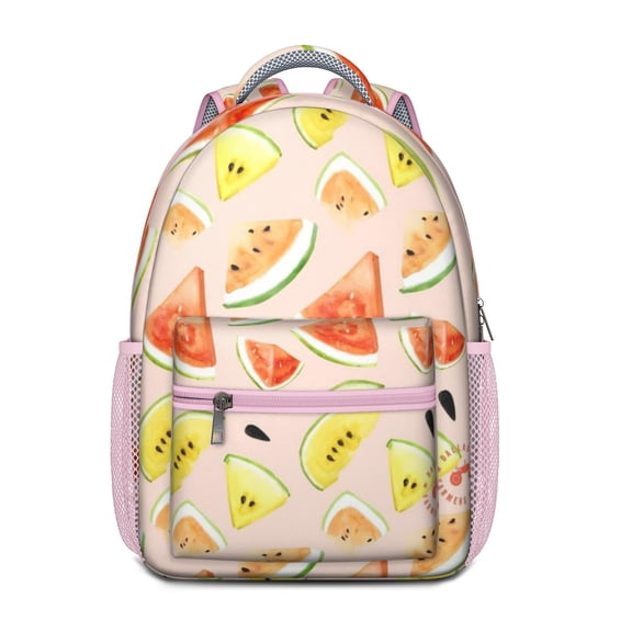 Watermelon Backpack with Summer Tropical Fruit Pattern Print Aesthetic Watermelon Lovers Cute Sunshine Beach Party Fresh Geometric Design