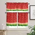 thumbnail image 1 of Watermelon Kitchen Curtains Tiers and Valances Set, Summer Fruit Hand Drawn Painiting Red Green Rod Pocket Valance Short Window Treatment Decor Curtains, 27.5"x24", 3 Pieces Set, 1 of 5