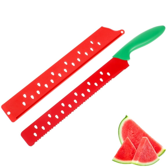Watermelon Knife with Sleeve, Long Serrated Watermelon Knife for Melon Fruit Bread Cutting