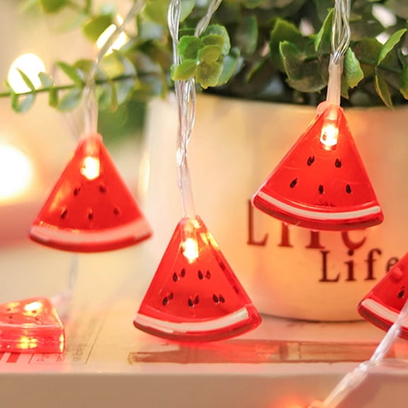 Watermelon LED String Lights, 10ft/3m 20 LEDs Warm White Battery Operated Fairy Lights, Red Fruit Decorative Lights for Bedroom, Party, Summer Decor