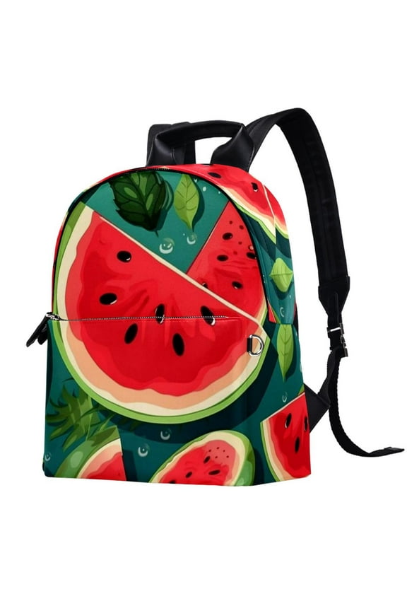 Watermelon Leather Smart Backpack with Adjustable Shoulder Straps, Large Capacity, Printed Design - Lightweight Travel Bookbag for Men Women Teens Work School Camping