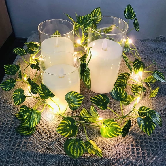 Watermelon Leaves with Lights, 20 LED 6.56FT Fairy Lights Leaves, Watermelon Leaves String Lights for Bedroom,Dorm, Wall, Garden, Party, Christmas, Wedding Decor