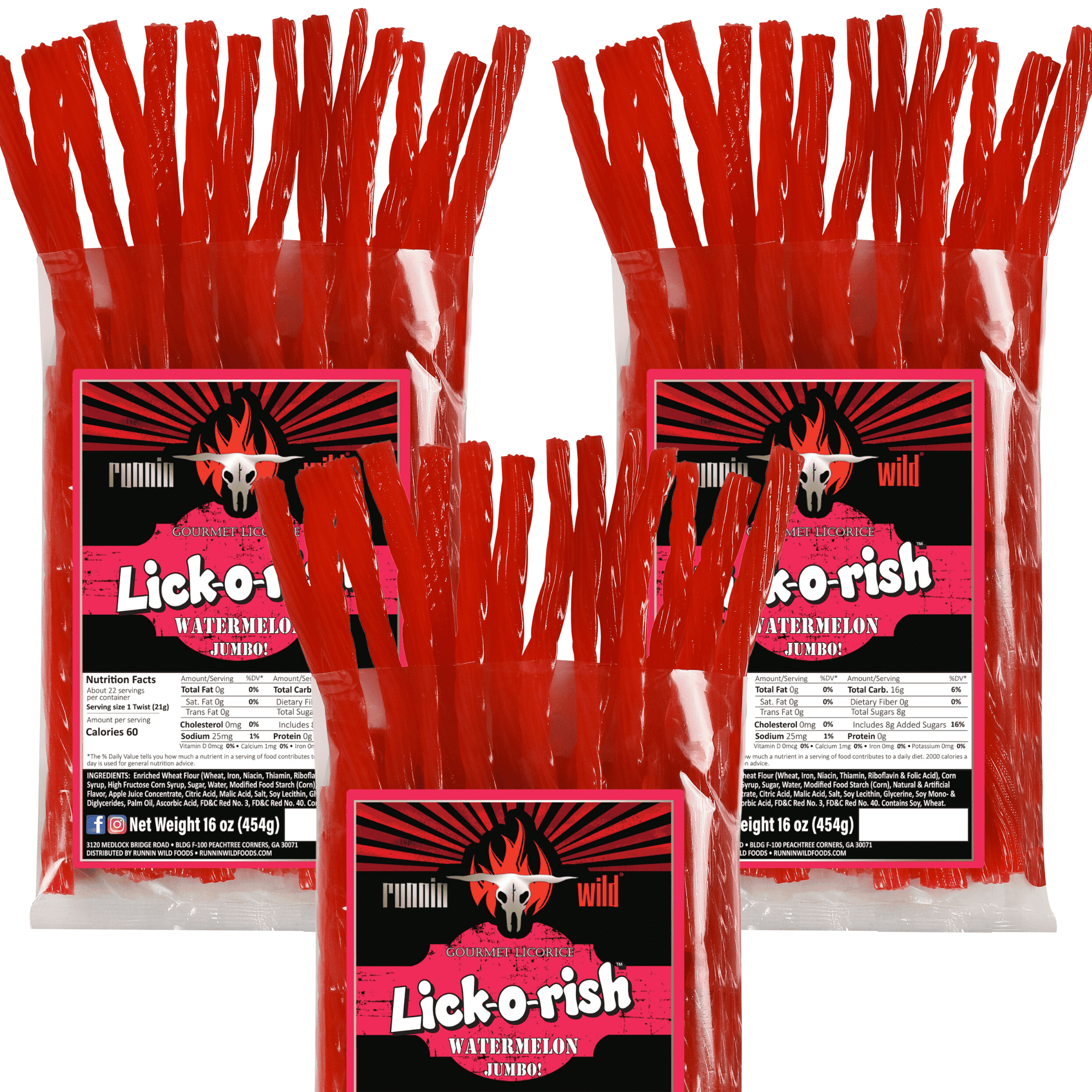 Watermelon Licorice Candy | LICK-O-RISH 3 Pounds Total (Set of 3 bags, 1 pound each)