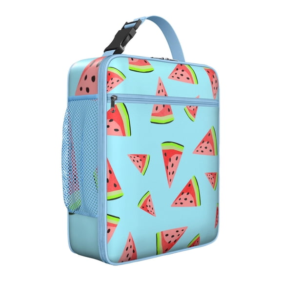 Watermelon Lover Insulated Lunch Bag – Tropical Summer Fruit Print with Sunshine and Geometric Design, Waterproof Thermal Bento Cooler for Beach, Picnic, or Work
