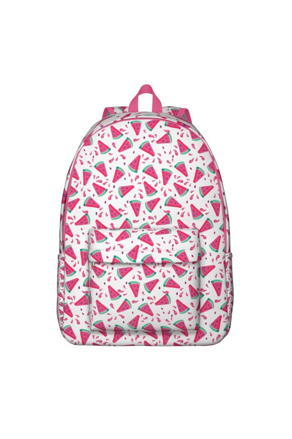 Watermelon Lover Summer Backpack, Cute Cartoon Fruit Print Daypack with Tropical Refreshing Aesthetic, Ideal for Beach or Party