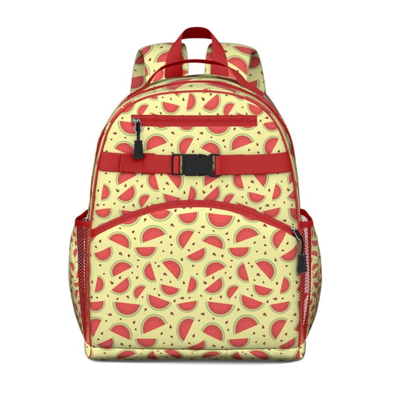 Watermelon Lovers Backpack - Cute Tropical Print Waterproof School Bag with Chest Strap & Spacious Compartment