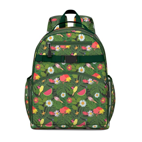 Watermelon Lovers Backpack - Cute Tropical Print Waterproof School Bag with Chest Strap & Spacious Compartment