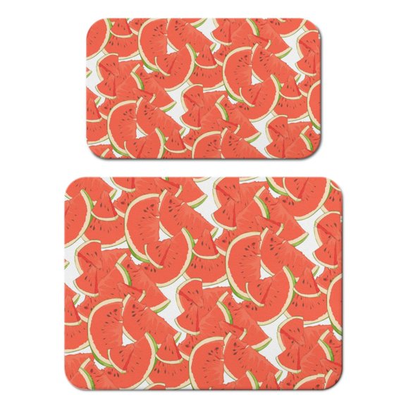 Watermelon Lovers Dish Drying Mat, Tropical Fruit Print Fresh Summer Party Kitchen Mat