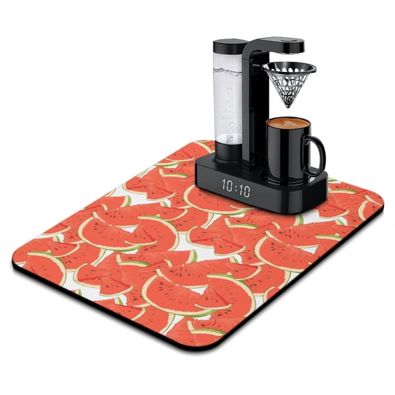 Watermelon Lovers Dish Drying Mat, Tropical Fruit Print Fresh Summer Party Kitchen Mat