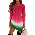 thumbnail image 1 of Watermelon Lovers Loose Dress Evening Dress Summer Dresses for Women Luxury Dress Long Sleeved Dress, 1 of 4