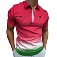 thumbnail image 1 of Watermelon Lovers Men Zipper T-shirt Summer Casual Short Sleeve T-shirt Top, 1 of 7