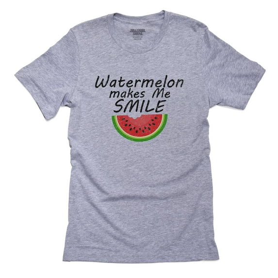Watermelon Makes Me Smile - Colorful Fruit Graphic Men's Grey T-Shirt