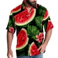 thumbnail image 1 of Watermelon Men's Hawaiian Button Down Printed Short Sleeve Summer Beach Shirts, 1 of 6