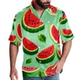 thumbnail image 1 of Watermelon Men's Hawaiian Poplin Casual Printed Button Down Short Summer Beach Shirts, Unisex, 1 of 6