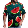 thumbnail image 1 of Watermelon Men's Hawaiian Shirt, Button Down Poplin Short Sleeve Casual Summer Beach Printed Unisex Shirts, 1 of 6