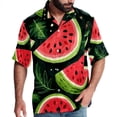 thumbnail image 1 of Watermelon Men's Short Sleeve Beach Button Down Casual Printed Summer Shirts - Unisex, 1 of 6