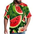 thumbnail image 1 of Watermelon Men's Short Sleeve Beach Shirts Button Down Poplin Casual Printed Summer Unisex, 1 of 6