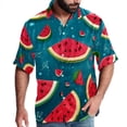 thumbnail image 1 of Watermelon Men's Short Sleeve Beach Shirts, Casual Printed Button Down Summer Shirts for Men and Women, 1 of 6