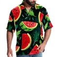 thumbnail image 1 of Watermelon Men's Short Sleeve Hawaiian Print Button Down Beach Shirt, 1 of 6