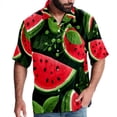 thumbnail image 1 of Watermelon Men's Short Sleeve Hawaiian Print Button Down Beach Shirt, 1 of 6