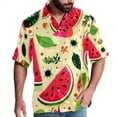 thumbnail image 1 of Watermelon Men's Short Sleeve Poplin Shirt - Casual Printed Button Down Short Summer Beach Shirts Unisex940, 1 of 6
