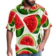 thumbnail image 1 of Watermelon Men's Short Sleeve Poplin Shirts with Spread Collar Tops, Casual Printed Button Down Short Summer Beach Shirts for Men and Women, 1 of 6