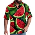 thumbnail image 1 of Watermelon Men's Short Sleeve Shirts, Casual, Printed, Button Down Short, Summer Beach Shirts, Unisex, 1 of 6