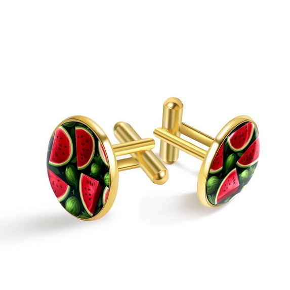 Watermelon Mens Cufflinks: Stylish Silver Jewelry Cuff Link Set for Dress Shirts, Made of Stainless Steel, Suitable for Business Attire and Formal Events