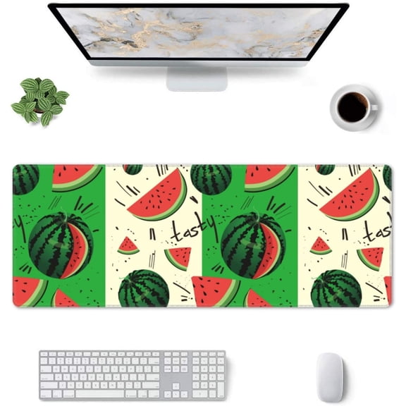 Watermelon -Mouse Pad, Big Desk Mat, Extended Gaming Mouse Pad, Mouse Mat with Non-Slip Rubber Base ＆ Stitched, 31.5 X 11.8 in Large Desk Pad for Keyboard, Mouse, Home and Office
