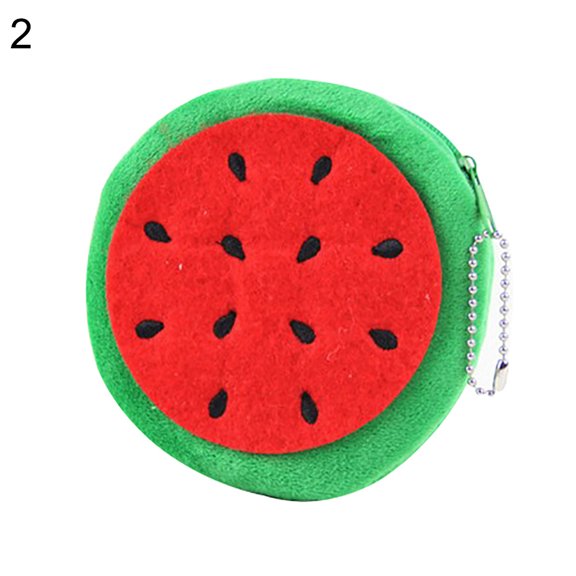 Watermelon Orange Fruit Shape Plush Keychain Pendant Coin Pocket Pouch Purse