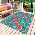 thumbnail image 1 of Watermelon Outdoor Rug for Patio/Deck/Porch, Non-Slip Large Area Rug 5 x 7 Ft, Summer Cartoon Tropical Fruit Ice Cubes Indoor Outdoor Rugs Washable Area Rugs, Reversible Camping Rug Carpet Runner, 1 of 8
