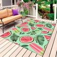 thumbnail image 1 of Watermelon Outdoor Rug for Patio/Deck/Porch, Non-Slip Large Area Rug 5 x 8 Ft, Green Palm Leaves Popsicle Summer Fruit Indoor Outdoor Rugs Washable Area Rugs, Reversible Camping Rug Carpet Runner, 1 of 8