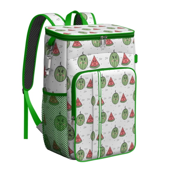Watermelon Party Theme Cooler Backpack, Leakproof Insulated Lunch Bag for Tropical Vacations and Outdoor Use