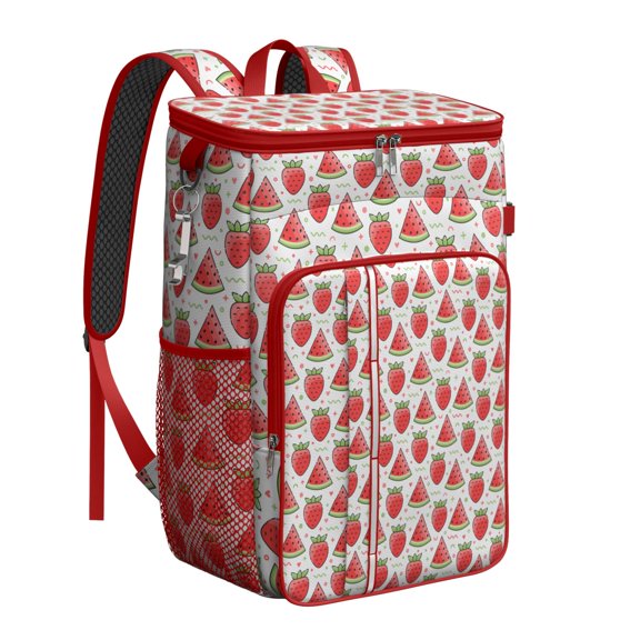 Watermelon Party Theme Cooler Backpack, Leakproof Insulated Lunch Bag for Tropical Vacations and Outdoor Use