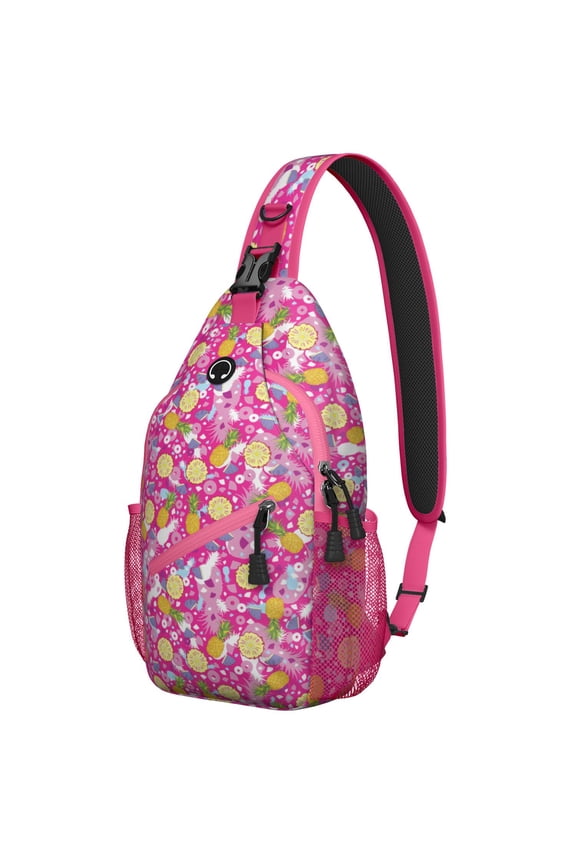 Watermelon Pattern Lightweight Sling Backpack, Tropical Summer Fruit Print Crossbody Bag with Cute Sunshine Design, Durable and Multi-Layer Storage for Watermelon Lovers