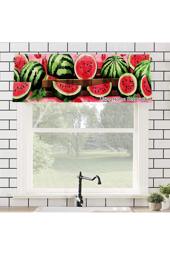 Watermelon Pattern Print Design Polyester Rod Pocket kitchen Valances Curtains for windows 54x18 inch