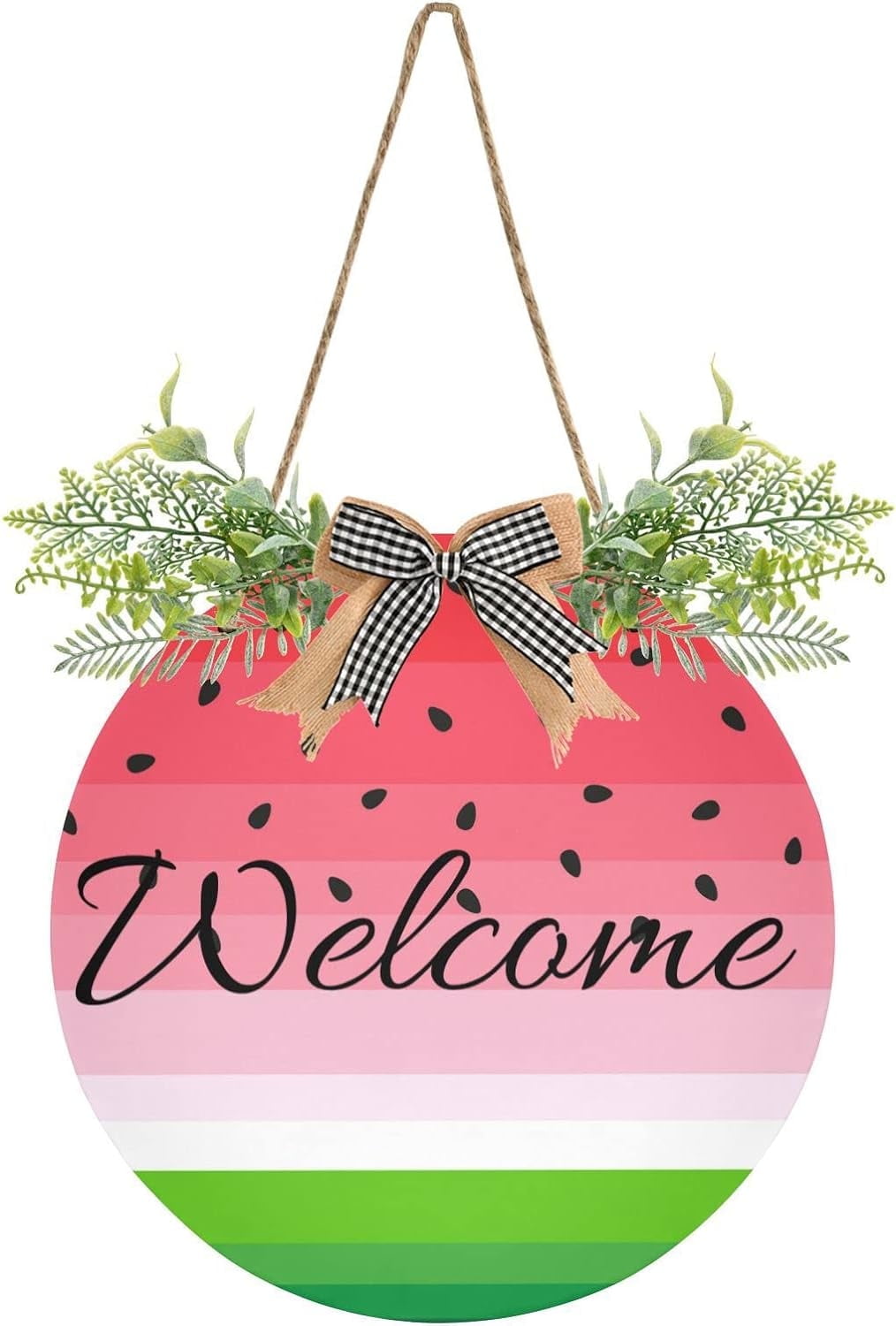 Watermelon Pattern Welcome Sign for Front Door, Round Sign Hanging ...