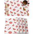 thumbnail image 1 of Watermelon Placemats Set of 4,Washable Woven Burlap Cloth Fabric Placemat for Square/Rectangle/Round/Oval Dining Table,Easy Clean Place Mats for Kids Tropical Summer Fruits Contemporary Painting, 1 of 5
