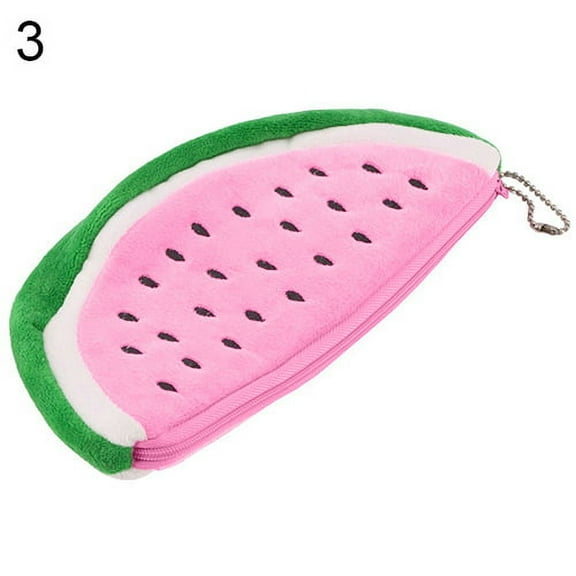 Watermelon Plush Key Coin Wallet Purse Cosmetic Makeup Pouch Phone Pencil Pen Bag