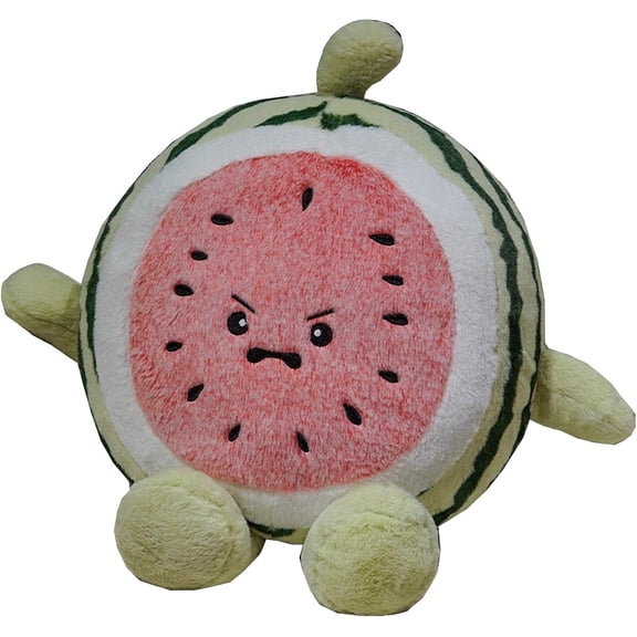 Watermelon Plush Pillow - 13.7 inch Fruit Watermelon Stuffed Plush Doll Toy - Home Decoration Birthday for Kids Adults (Angry)