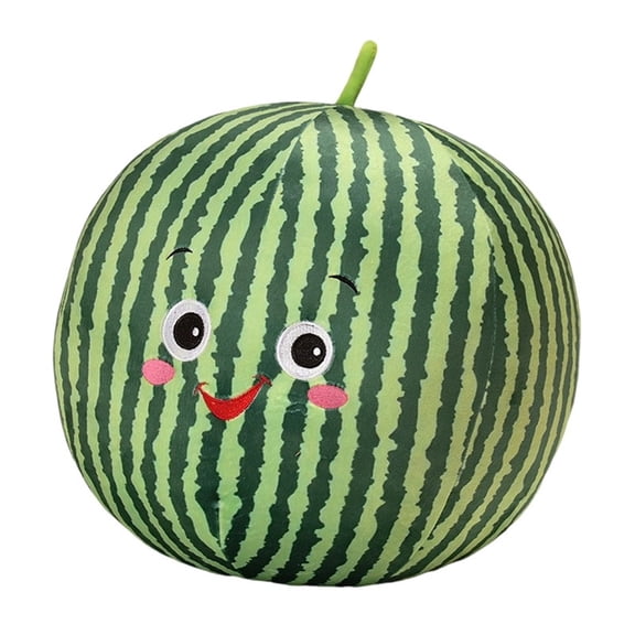 Watermelon Plush Throw Pillow Creative Soft Fruit Cushion for Living Room Decor Adorable Stuffed Toy Doll with Striped Pattern, Green 4 Inch