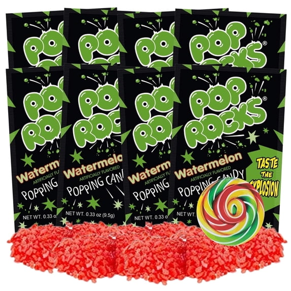 Watermelon Pop Rocks, Birthday Party Candy, Pack of 8, .33 Ounces per Bag