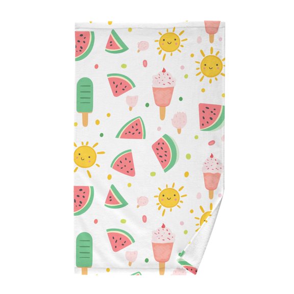 Watermelon Popsicle Pattern Bath Towel 100% Cotton Soft Thick High Absorbency Hand Face Towel Single Pack 16x28in