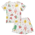 thumbnail image 1 of Watermelon Popsicle Pattern Summer Pajama Set Soft Cotton Short Sleeve Sleepwear 2PCS Pajama Sets Breathable Lounge Set Size 10Y, 1 of 7