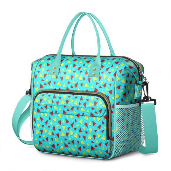 Watermelon Print Adult Lunch Cooler Leakproof Dual Insulated Large Lunch Box Waterproof Cooler Tote with Adjustable Strap & Multi pockets for Outdoor Use