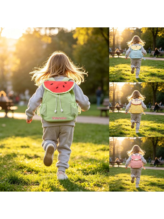 Watermelon Print Backpack Lightweight Breathable Straps Multi Color Elementary School Bookbag