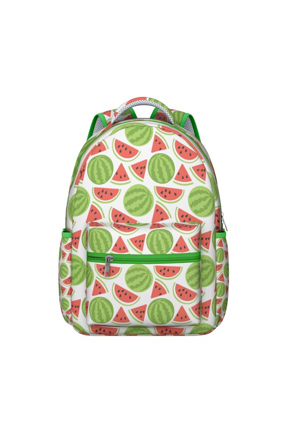 Watermelon Print School Backpack Aesthetic Geometric Summer Fruit Pattern with Cute Tropical Design for Watermelon Lovers