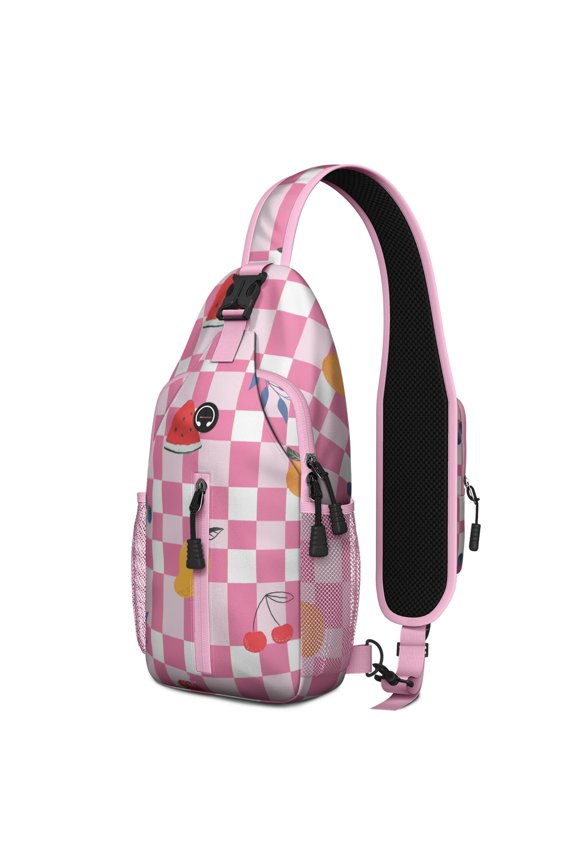 Watermelon Print Sling Backpack with Tropical Summer Fruit Pattern, Cute Watermelon Lovers Design Crossbody Daypack, Aesthetic Sunshine Beach Style, Lightweight and Durable